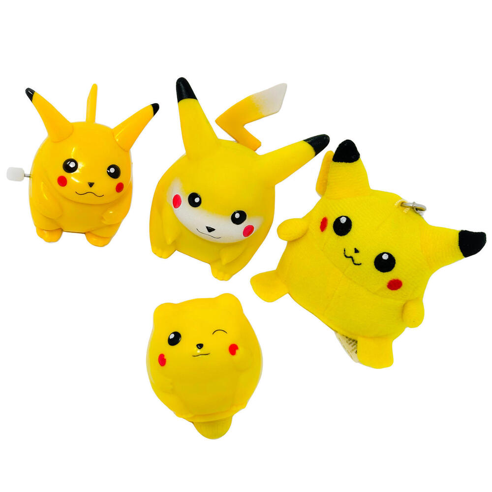 Nintendo Pokemon Pikachu Vintage Lot Talking Figure & Plush Wind-up Spinning Top